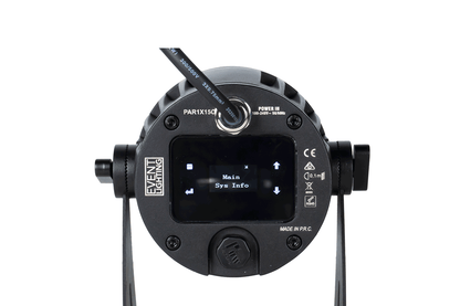 Event Lighting PAR1X15O - Outdoor 1x 15W RGBW Pro PAR with Wireless DMX menu control functions Rear view