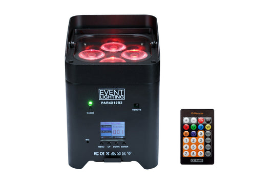 PAR4X12B2 - Indoor Battery Uplight Pro Par with 4 x 12W RGBWAUV LEDs