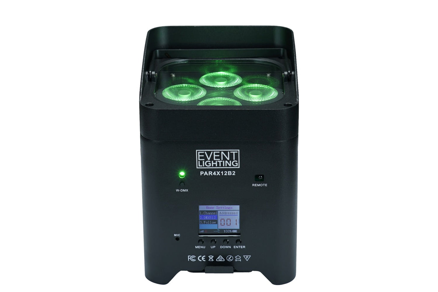 PAR4X12B2 - Indoor Battery Uplight Pro Par with 4 x 12W RGBWAUV LEDs