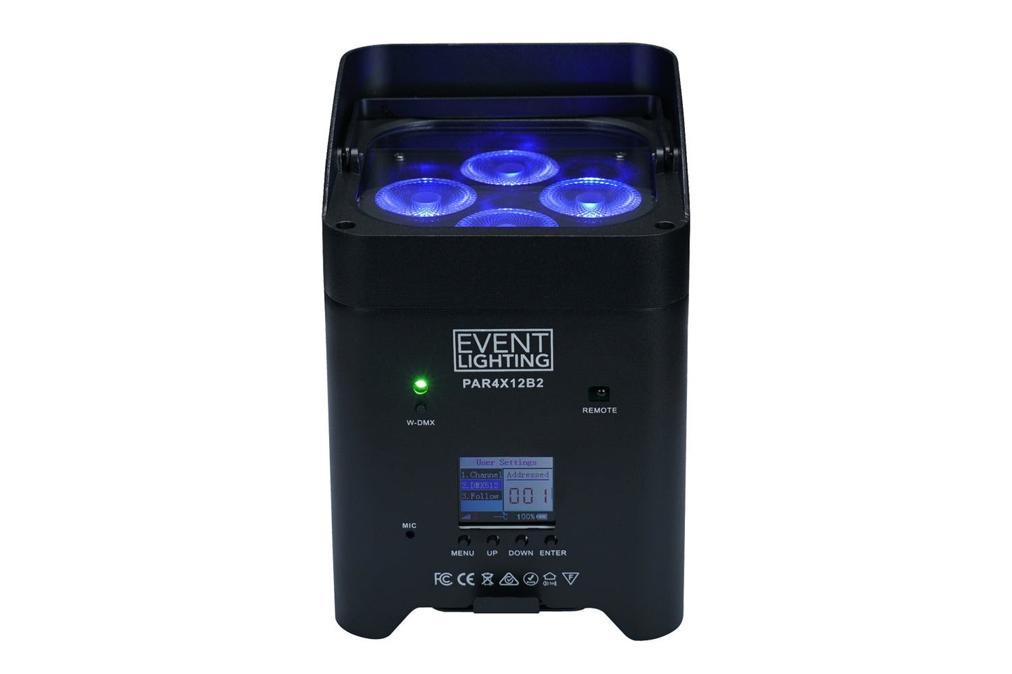 PAR4X12B2 - Indoor Battery Uplight Pro Par with 4 x 12W RGBWAUV LEDs