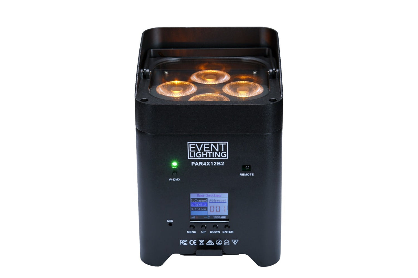 PAR4X12B2 - Indoor Battery Uplight Pro Par with 4 x 12W RGBWAUV LEDs