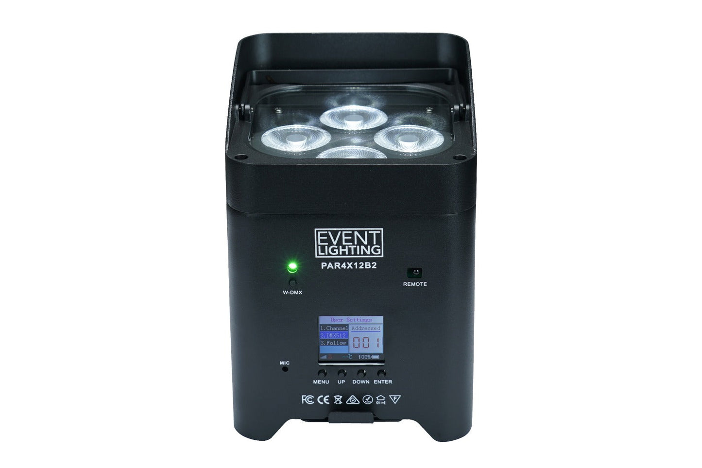 PAR4X12B2 - Indoor Battery Uplight Pro Par with 4 x 12W RGBWAUV LEDs