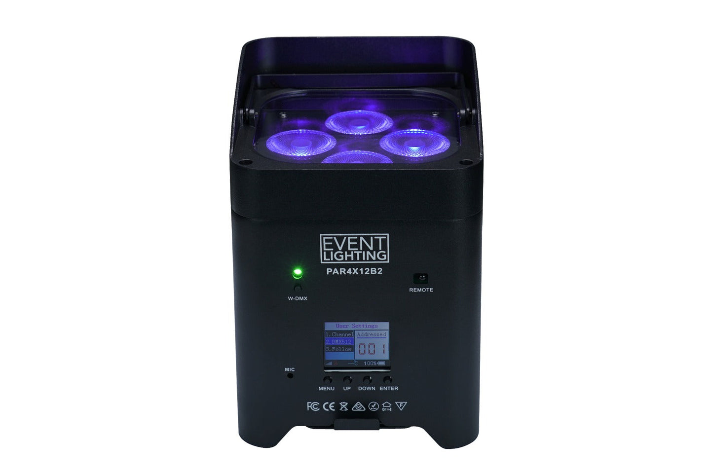 PAR4X12B2 - Indoor Battery Uplight Pro Par with 4 x 12W RGBWAUV LEDs