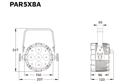 Event Lighting PAR5X8A parcan line drawing