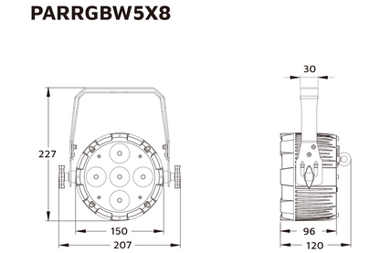 Event Lighting PARRGBW12X8 parcan line drawing
