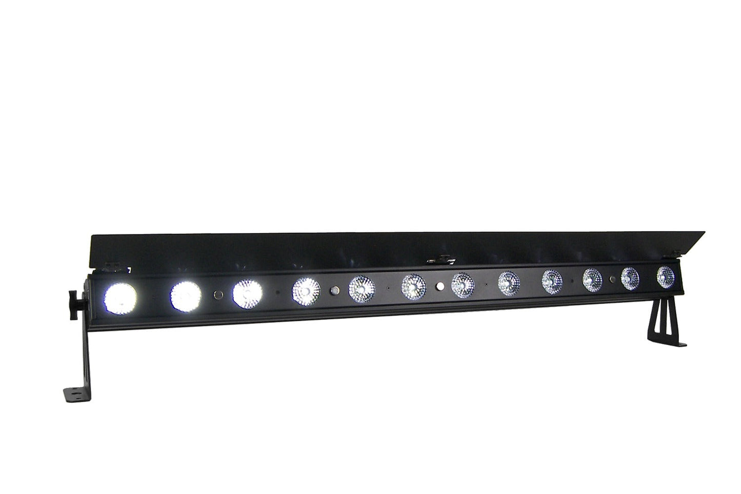 PIXBAR12Q - 12 x 8W RGBW Pixel Control Bar with barndoor