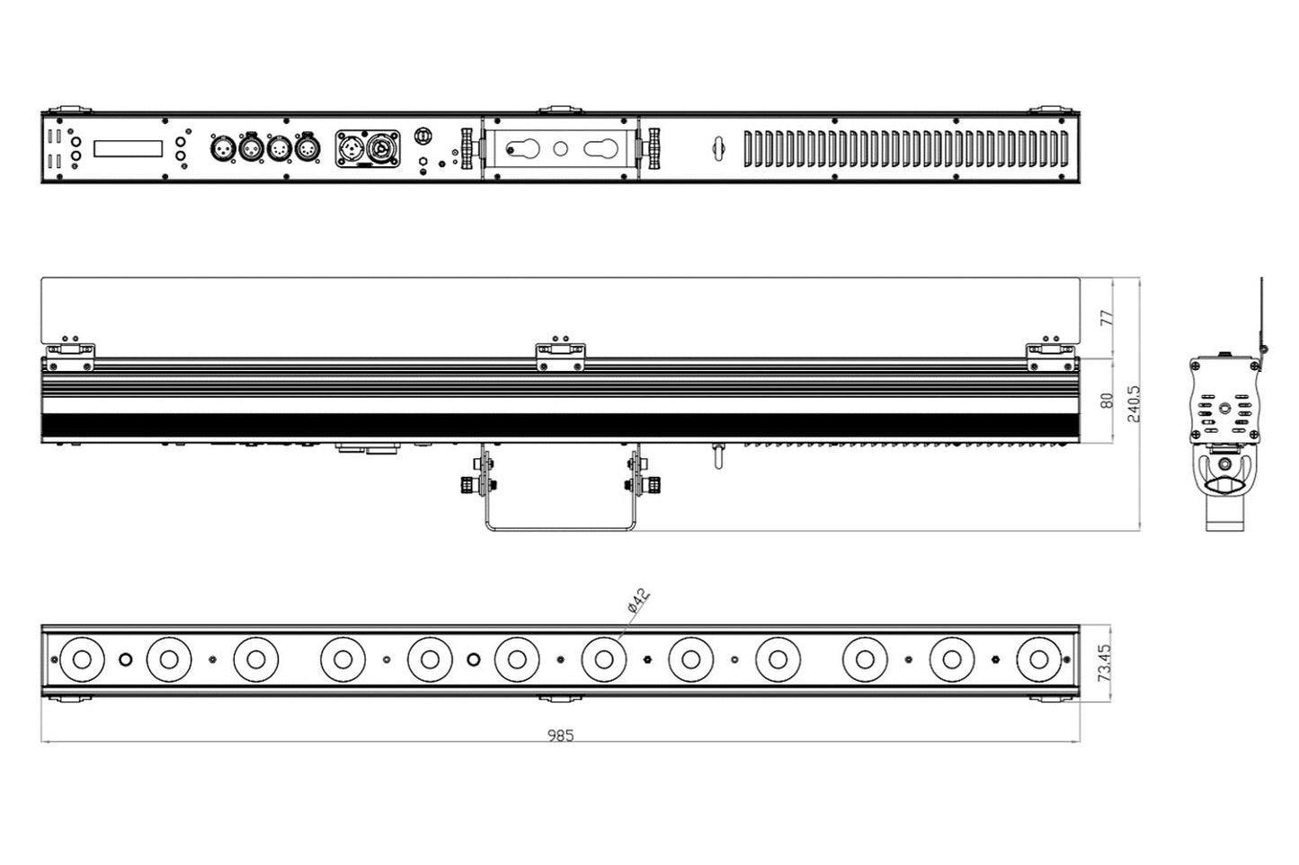 PIXBAR12VW-WH - 12 x 6W CW/WW/A Pixel Control Bar with barndoor (White)