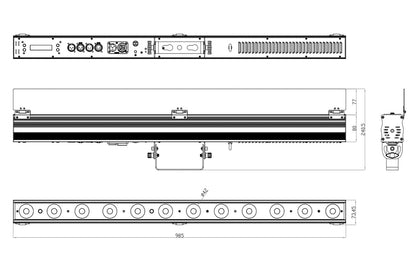 PIXBAR12VW-WH - 12 x 6W CW/WW/A Pixel Control Bar with barndoor (White)