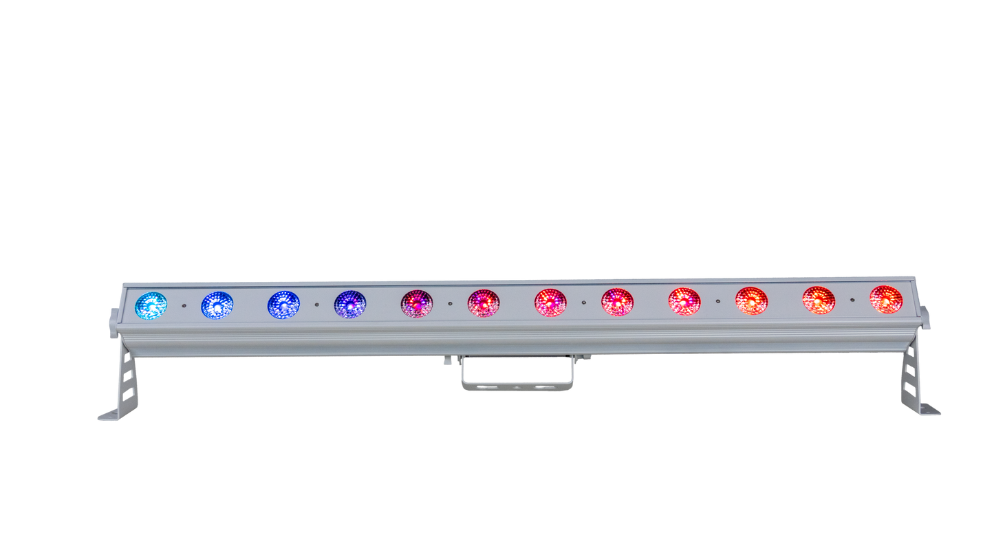 PIXBAR12Q-WH - 12 x 8W RGBW Pixel Control Bar with barndoor (White)