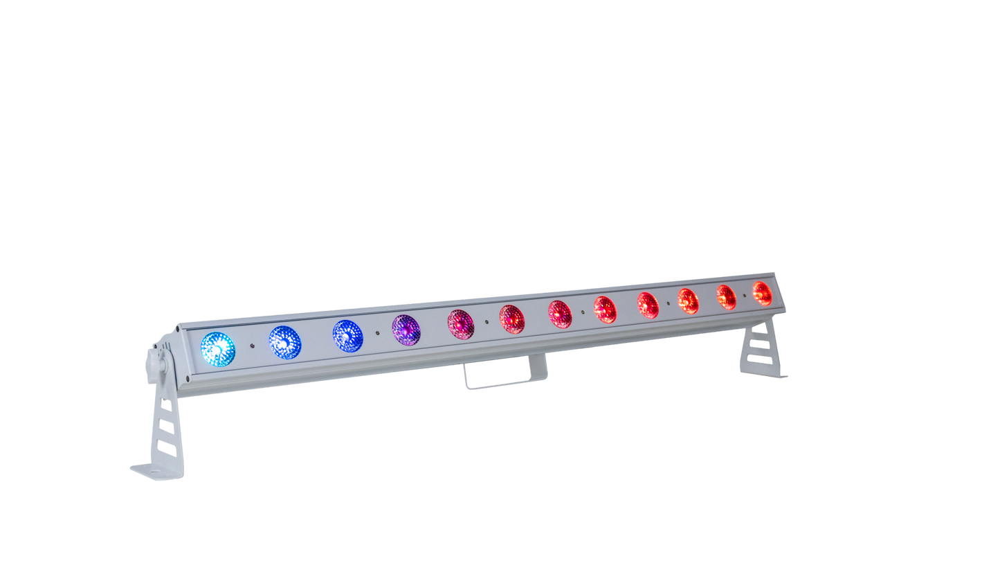 PIXBAR12Q-WH - 12 x 8W RGBW Pixel Control Bar with barndoor (White)