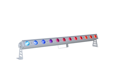 PIXBAR12Q-WH - 12 x 8W RGBW Pixel Control Bar with barndoor (White)