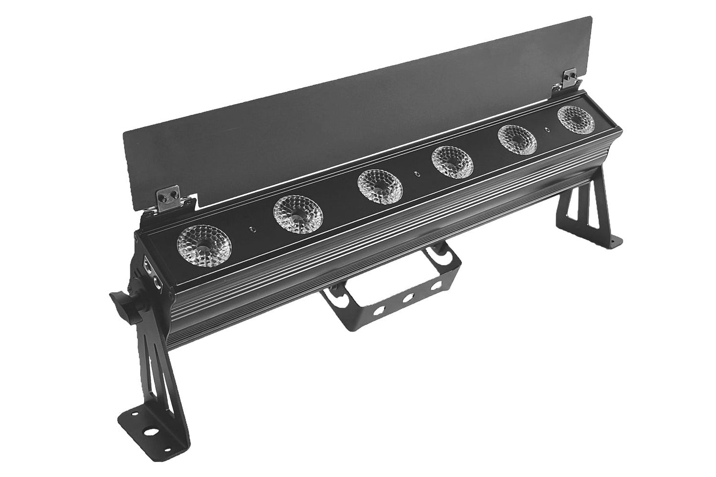 PIXBAR6H - 6 x 12W RGBWAU Pixel Control Bar with barndoor