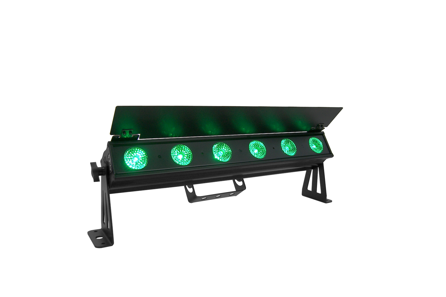 PIXBAR6H - 6 x 12W RGBWAU Pixel Control Bar with barndoor