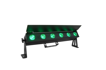 PIXBAR6H - 6 x 12W RGBWAU Pixel Control Bar with barndoor