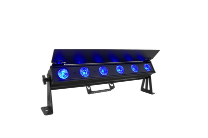 PIXBAR6H - 6 x 12W RGBWAU Pixel Control Bar with barndoor