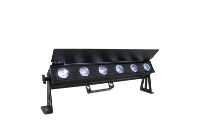 PIXBAR6H - 6 x 12W RGBWAU Pixel Control Bar with barndoor