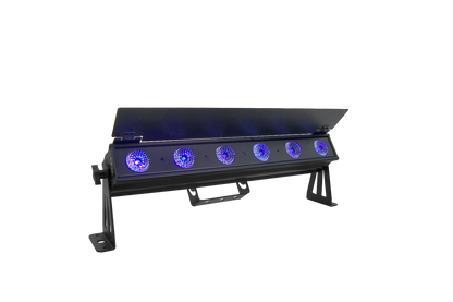 PIXBAR6H - 6 x 12W RGBWAU Pixel Control Bar with barndoor