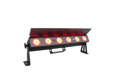 PIXBAR6H - 6 x 12W RGBWAU Pixel Control Bar with barndoor