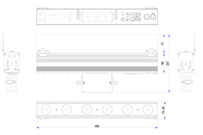 PIXBAR6VW - 6 x 6W CW/WW/A Pixel Control Bar with barndoor
