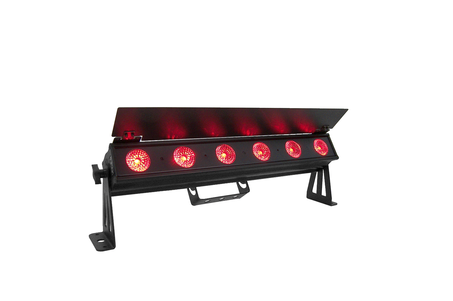 PIXBAR6H-WH - 6 x 12W RGBWAU Pixel Control Bar with barndoor (White)