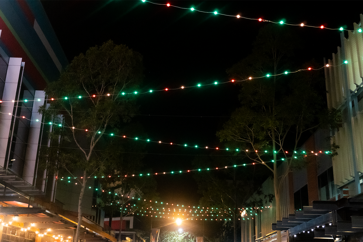 Event Lighting PIXBALLS2 Outdoor Festoon Lighting System, Rouse Hill installation, closeup