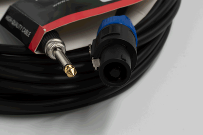 Event Audio SPKJ20 - 20m Speakon 4 Pin Male to Jack Male Speaker Lead - 1.5mm - Black Ring connectors 