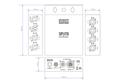 SPLIT6 - Indoor 6 Way DMX Splitter