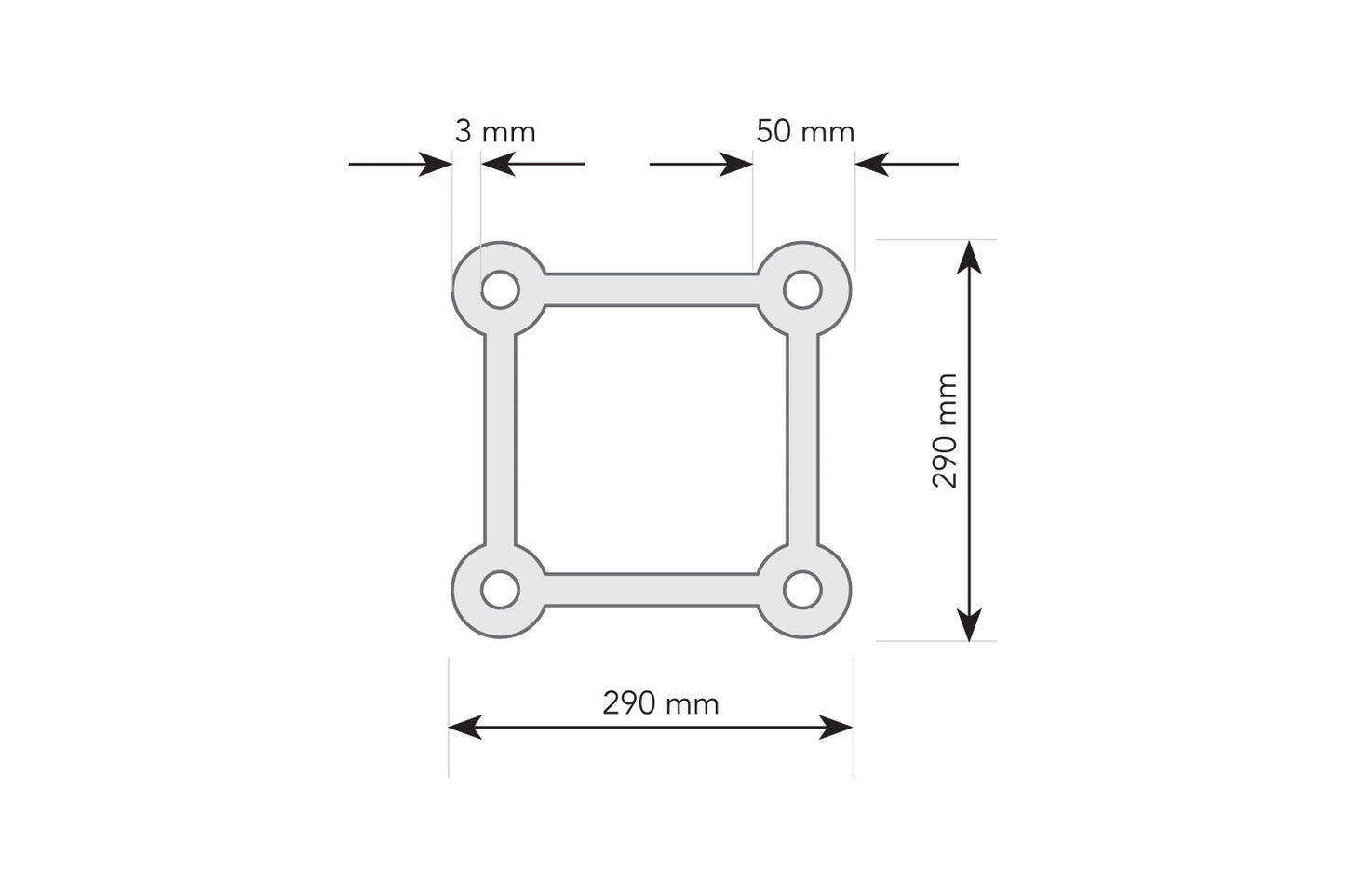 T3BD1BK - 290mm Diagonal Truss - Black 1m