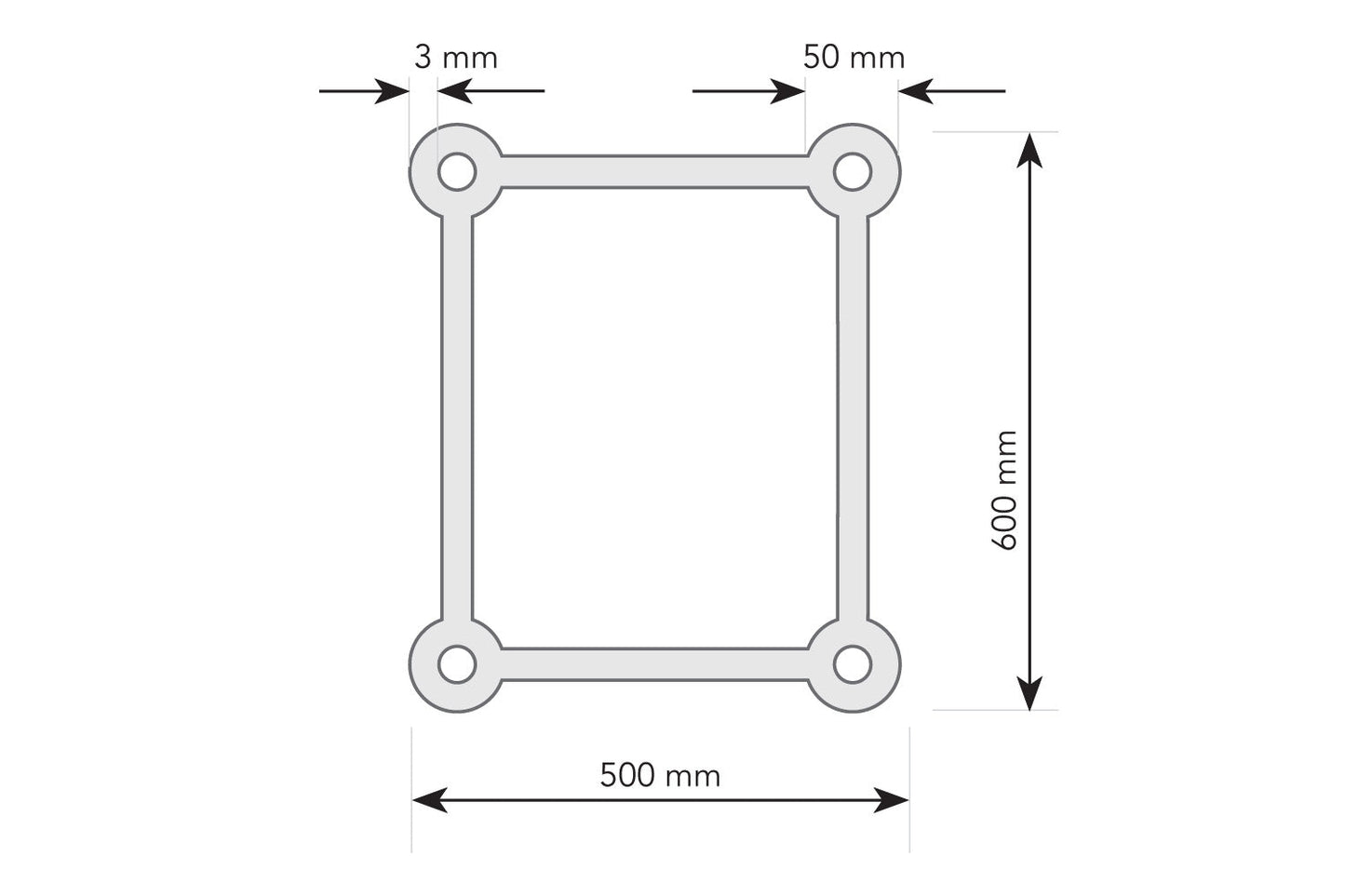 T56BL - 500x600mm Spigot Rectangular Truss - Silver