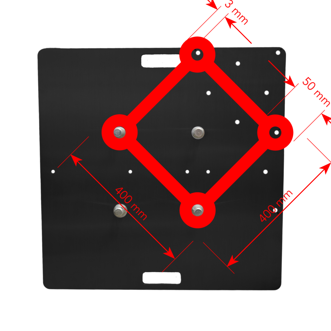 TB750ABK - 290mm Aluminium Spigot Box Truss Base Plate (750mm, black)