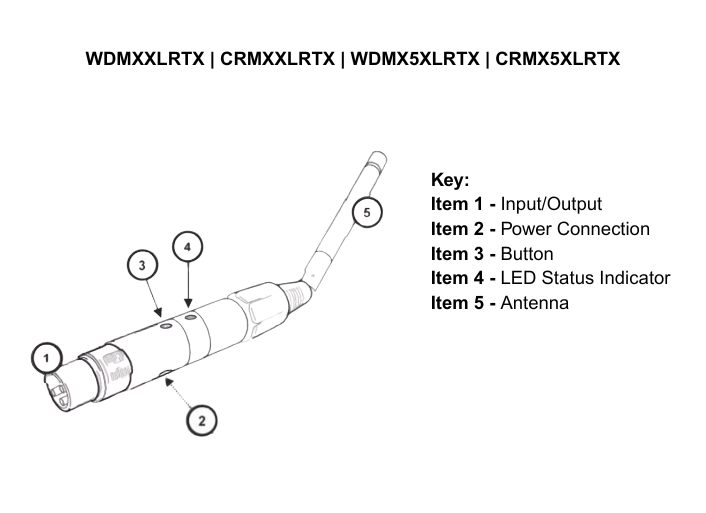 CRMXXLRTX - Wireless DMX 3-pin XLR plug transmitter 2.4Ghz CRMX protocol