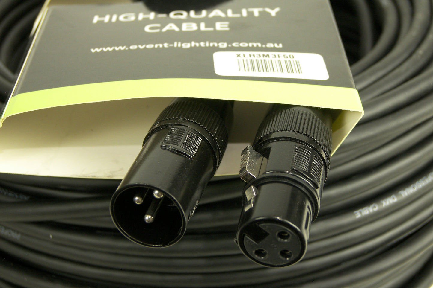 XLR3M3F50 - 3-pin DMX Cable (50m) - black ring