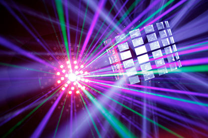 DERBY3 - 3-in-1 Lighting Effect: Derby, LED Strobe and flood light and RGB Laser
