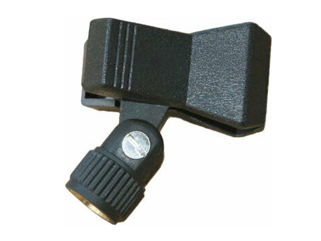 DE023 - Plastic Mic Clip - Spring Loaded. Used to attach a microphone to the mic stand. Also suitable for wireless mics